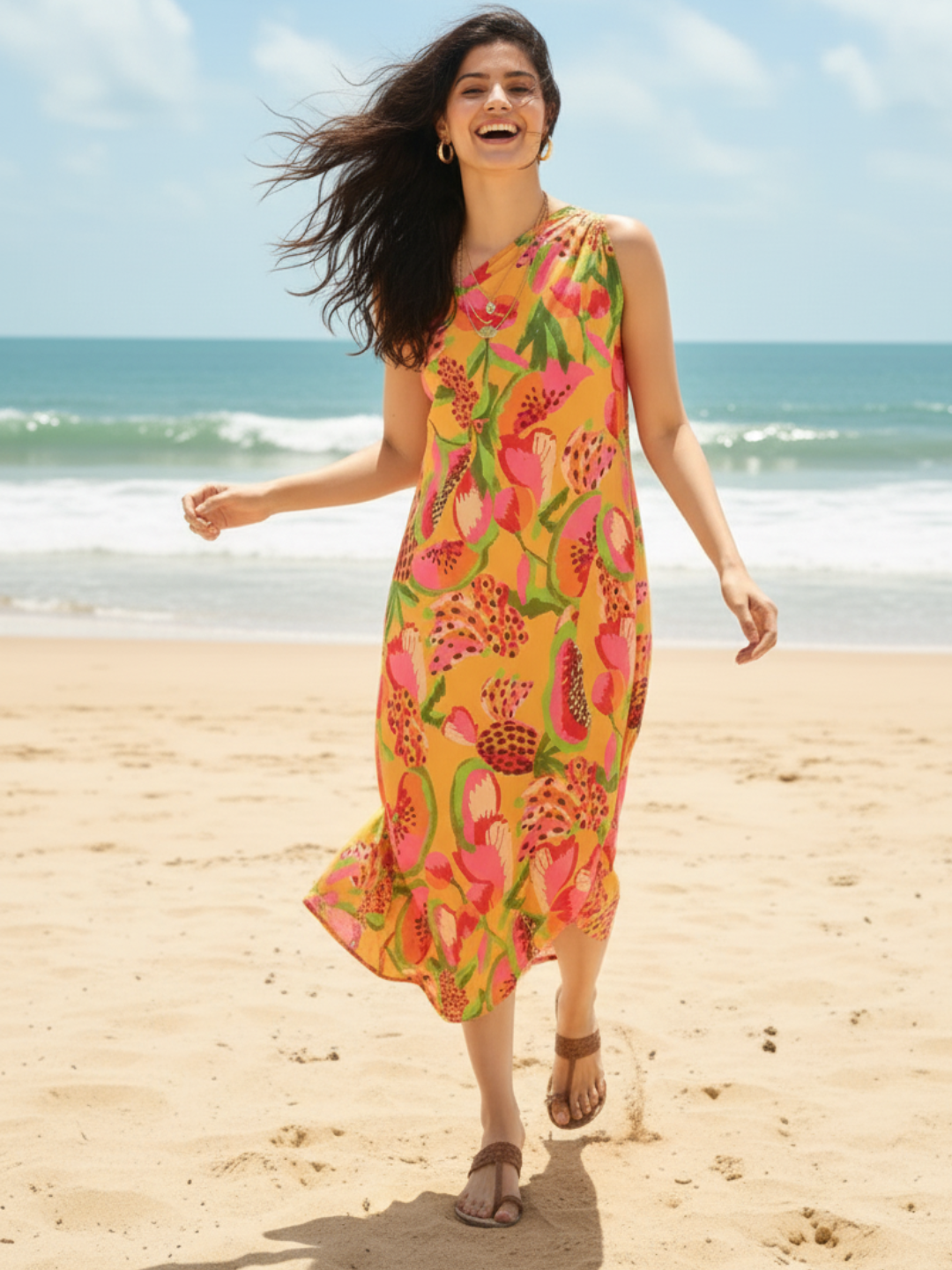 Asymmetric One-Shoulder Crepe Dress