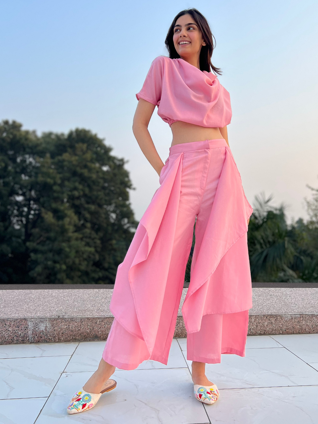 Campus cowl top neck pink