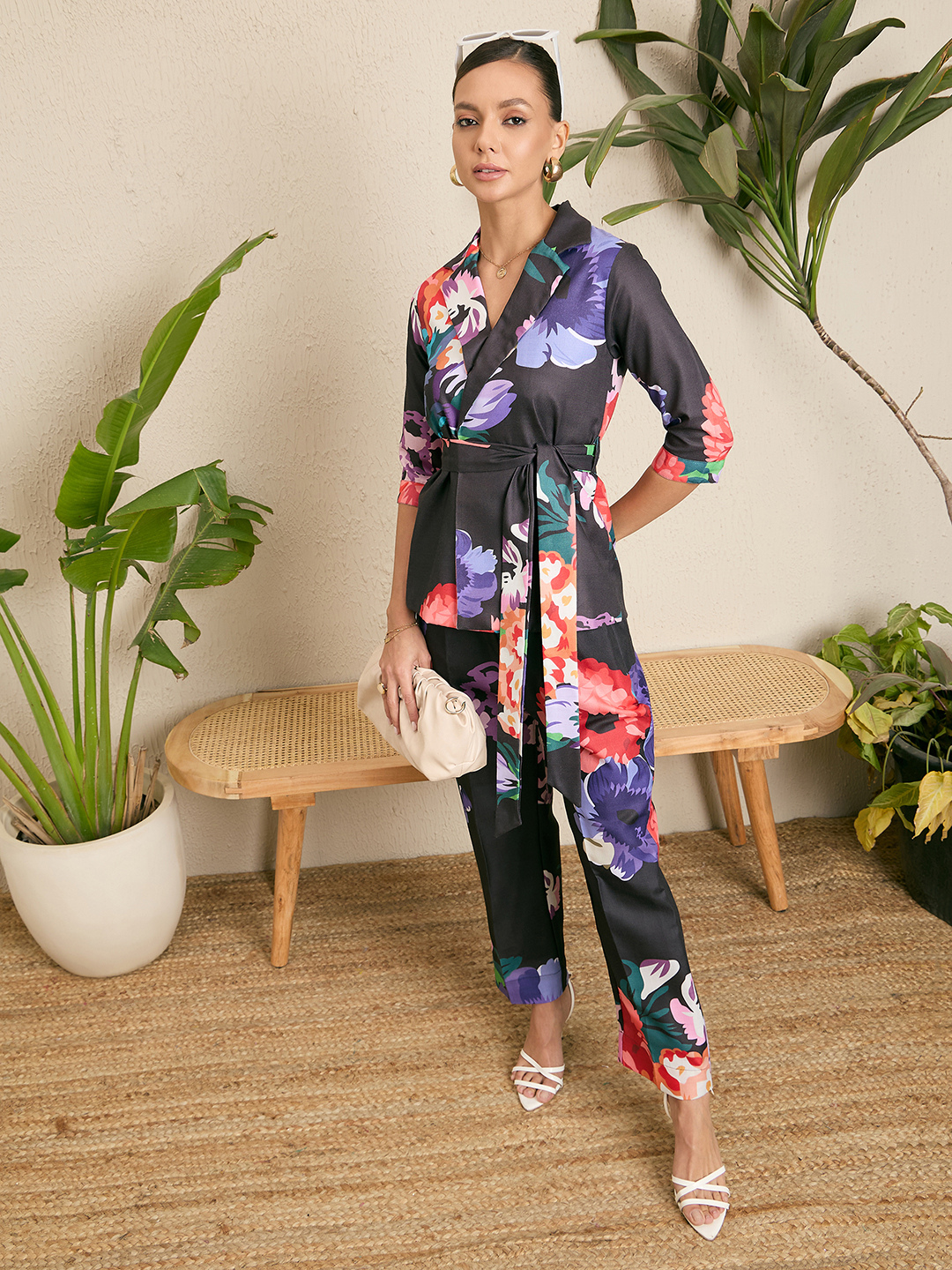Printed Linen 2 Piece Jacket and Pants Set - Uptownie