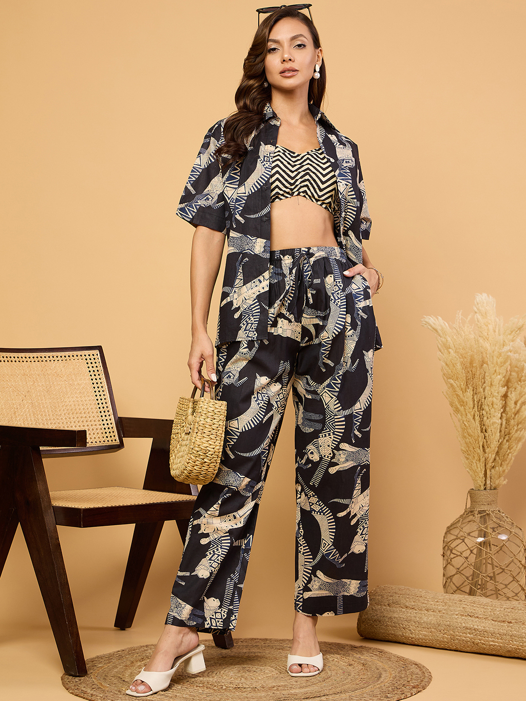 Printed Two Piece Cotton Coord Set - Uptownie