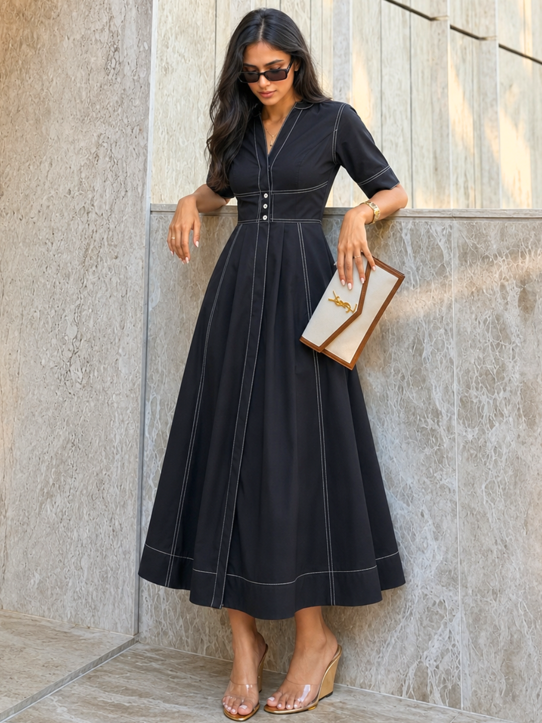 Panelled Corset Midi Dress