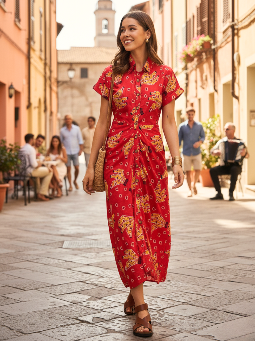 Pure Cotton Cinched-Line Midi Dress Pure Cotton Cinched-Line Midi Dress