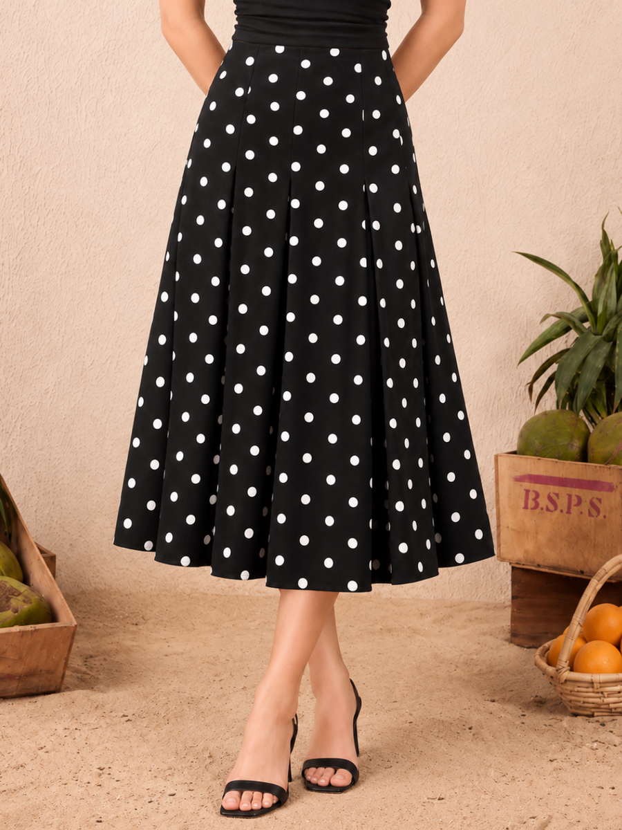 Stretchable Pleated Midi Skirt