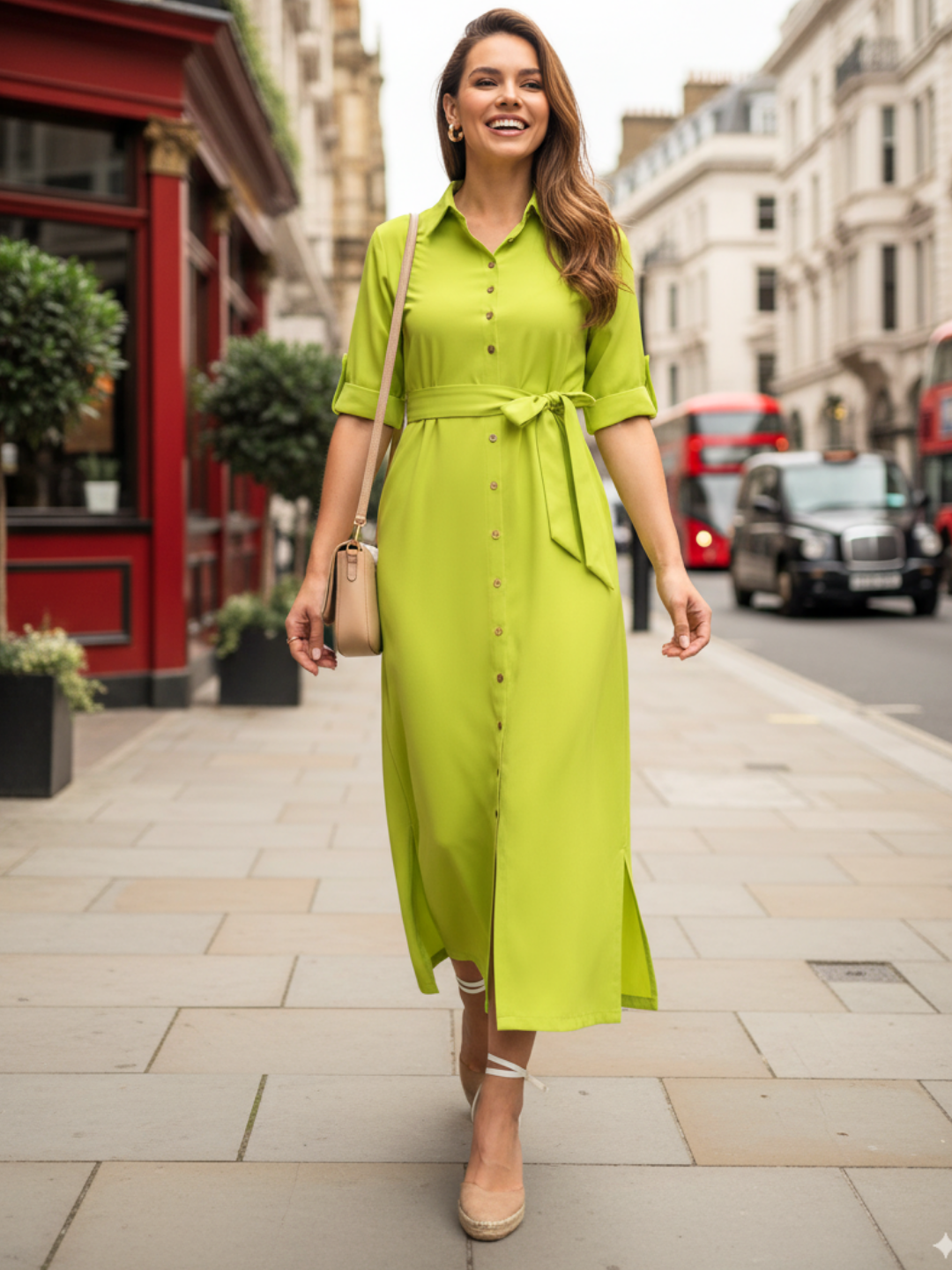 Collar Buttoned Down Shirt Maxi Dress