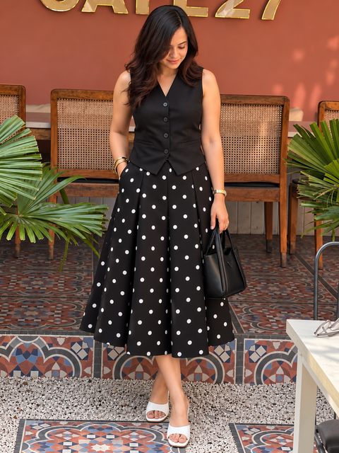 Stretchable Pleated Midi Skirt