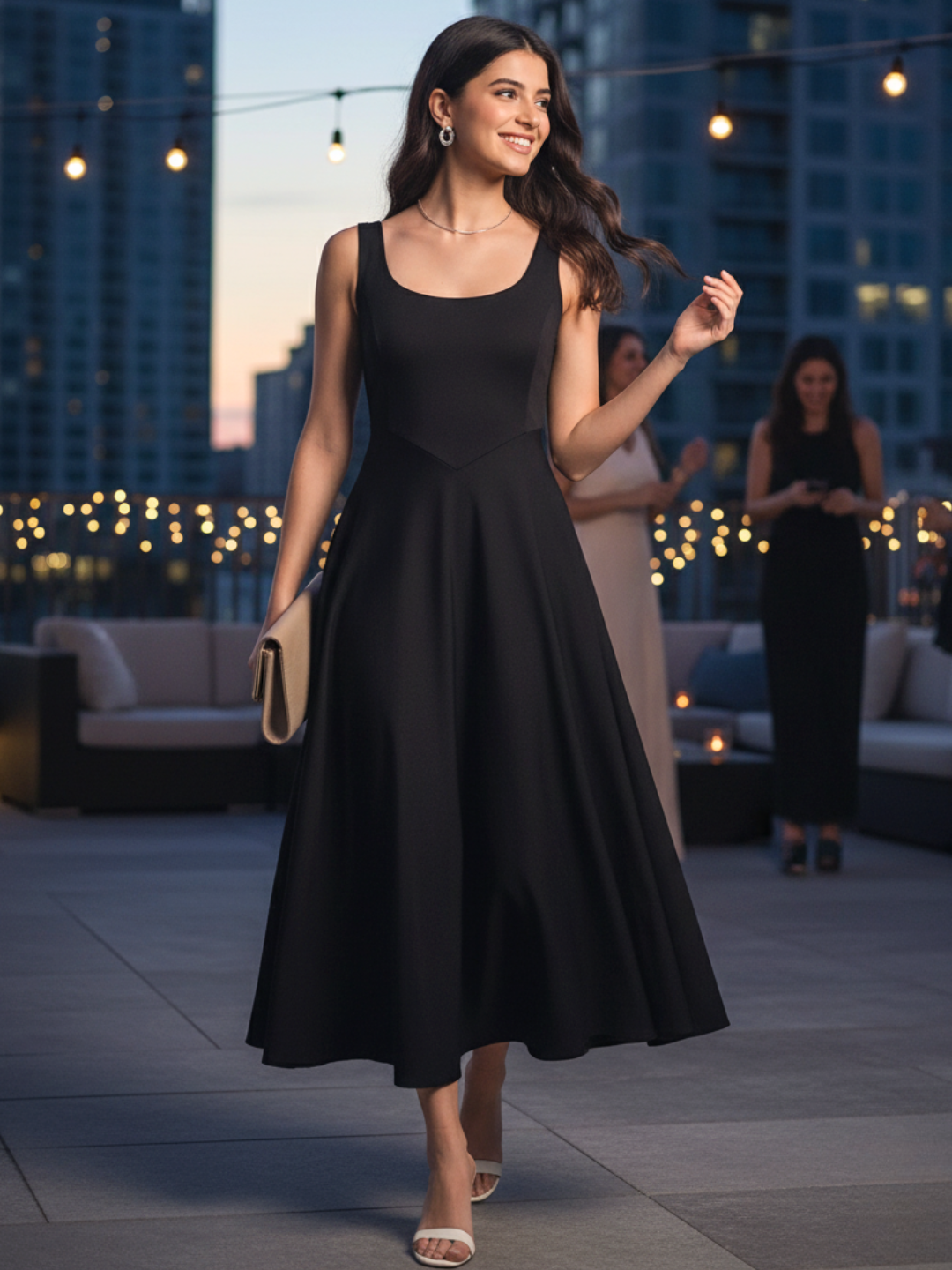 Stretchable Corset Fit & Flare Midi Dress Stretchable Corset Fit & Flare Midi Dress