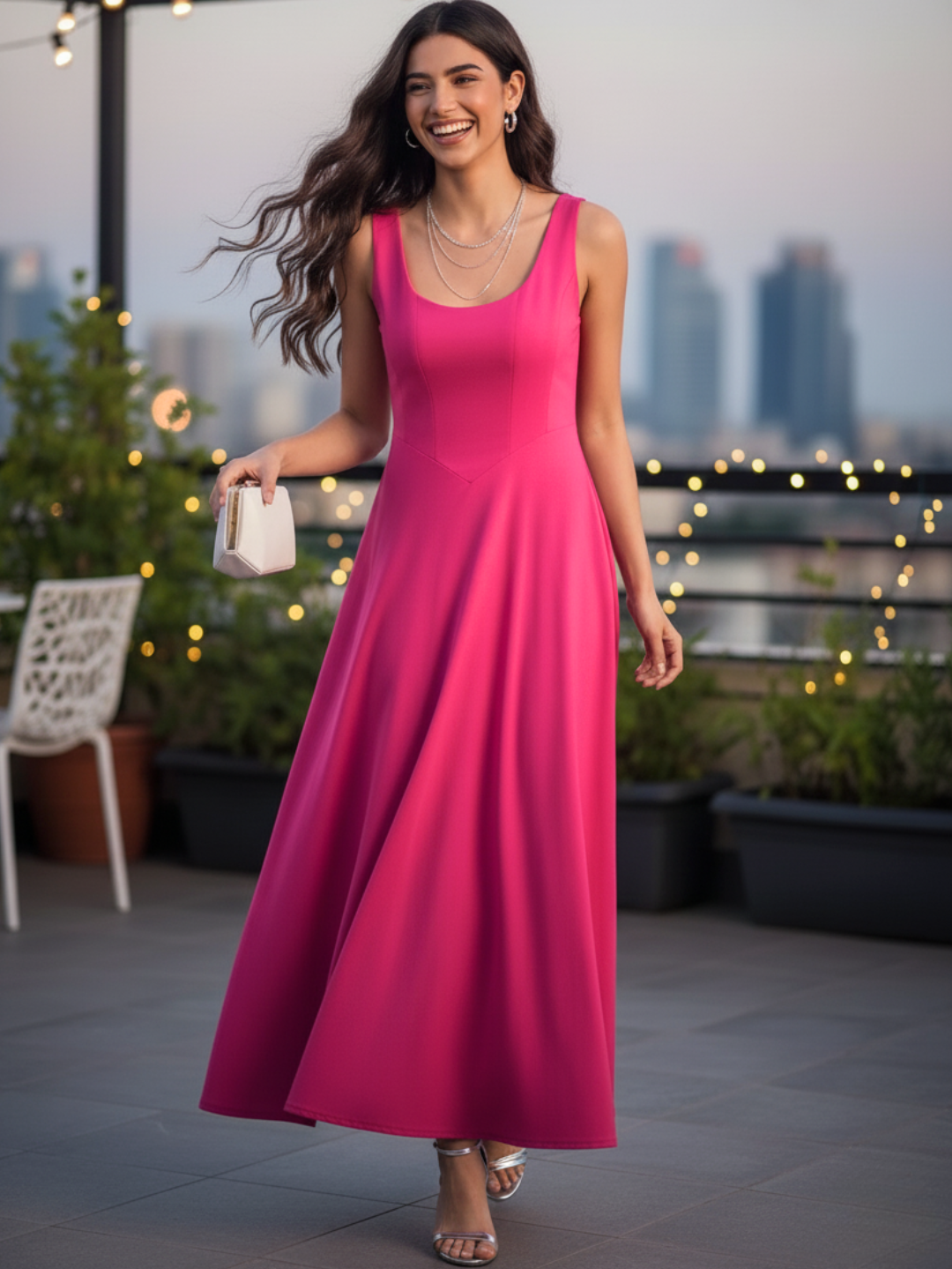 Stretchable Corset Fit & Flare Midi Dress