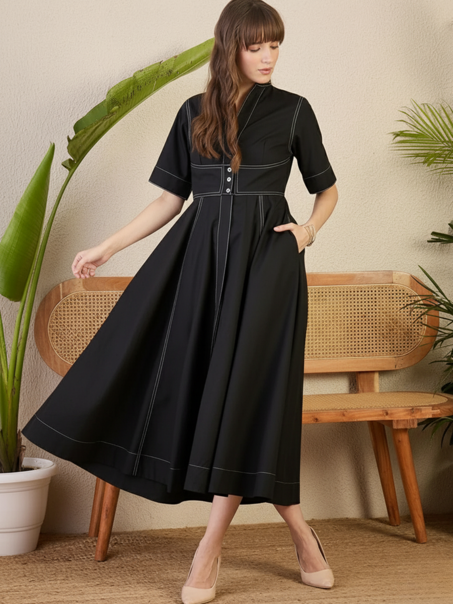 Panelled Corset Midi Dress