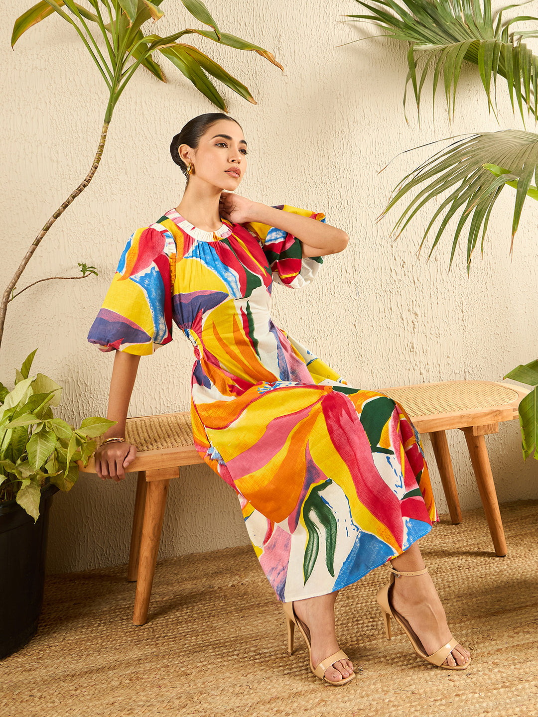 Colorful midi dress best sale