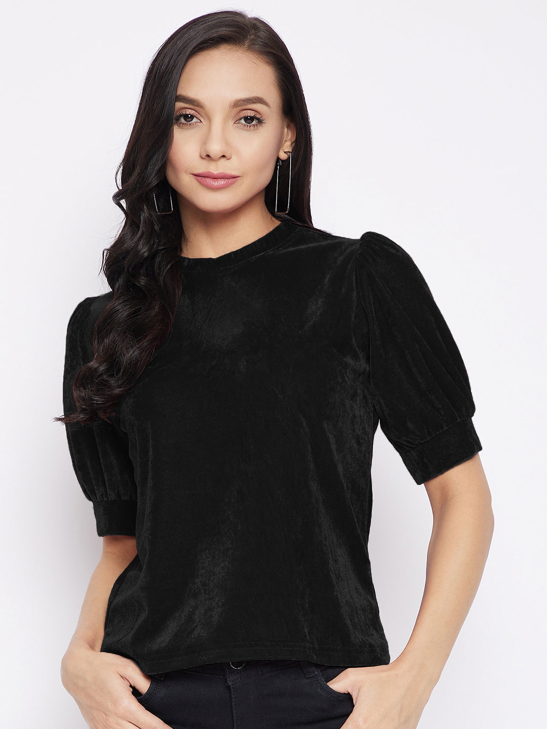 Puff sleeve best sale velvet top