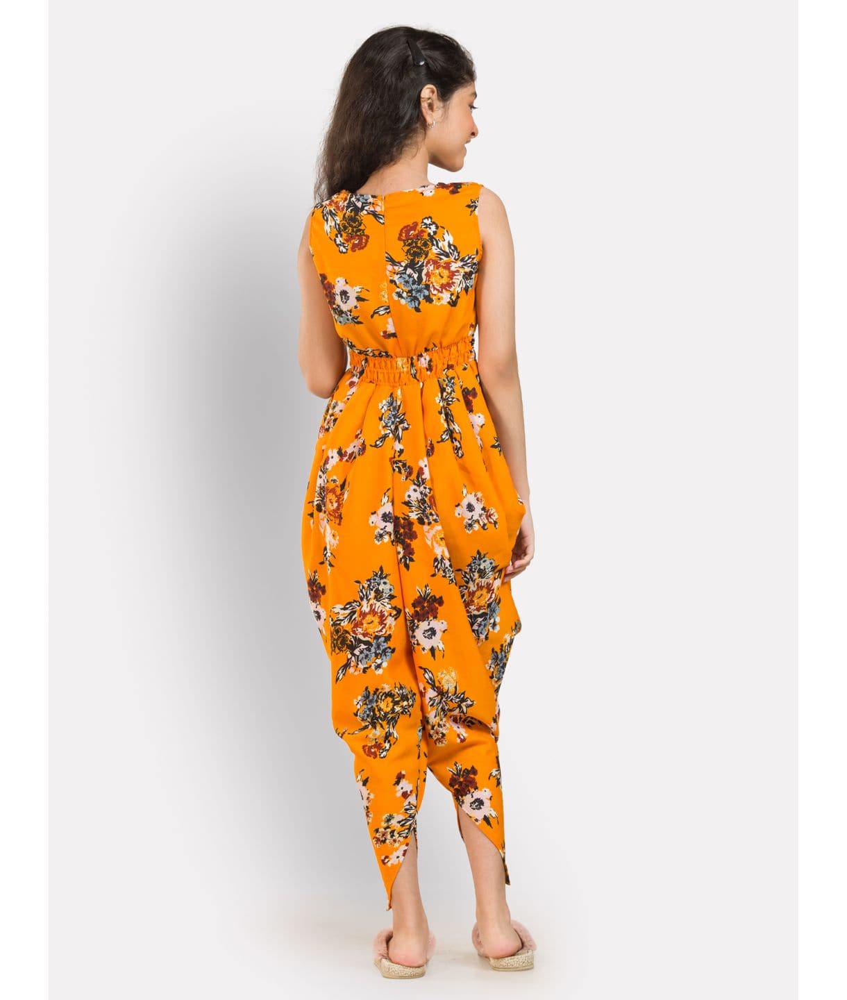 Printed Elasticated Dhoti Jumpsuit for Girls - Uptownie