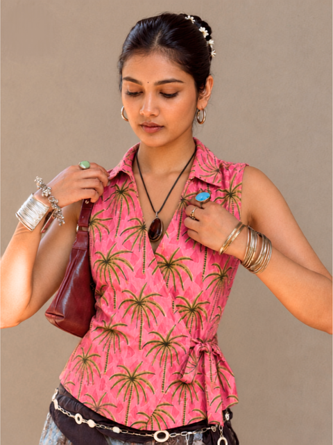 Pure Cotton Structured Wrap Waistcoat