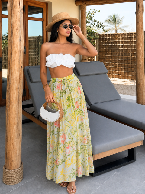 Pure Cotton Flared Maxi Skirt (with Lining)