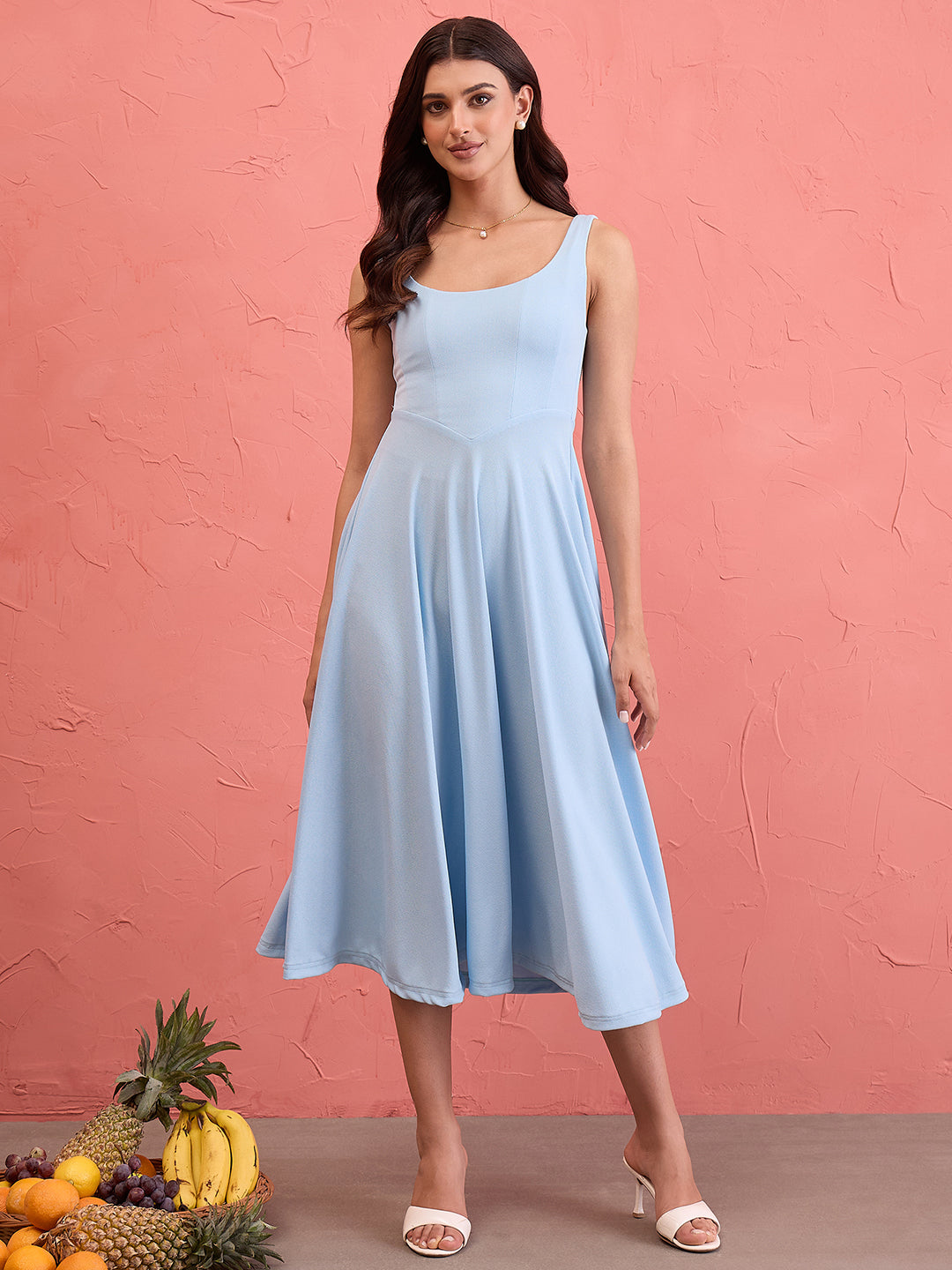 midi length chiffon dresses Floral Bow Neck Short Sleeve Chiffon Midi Dress