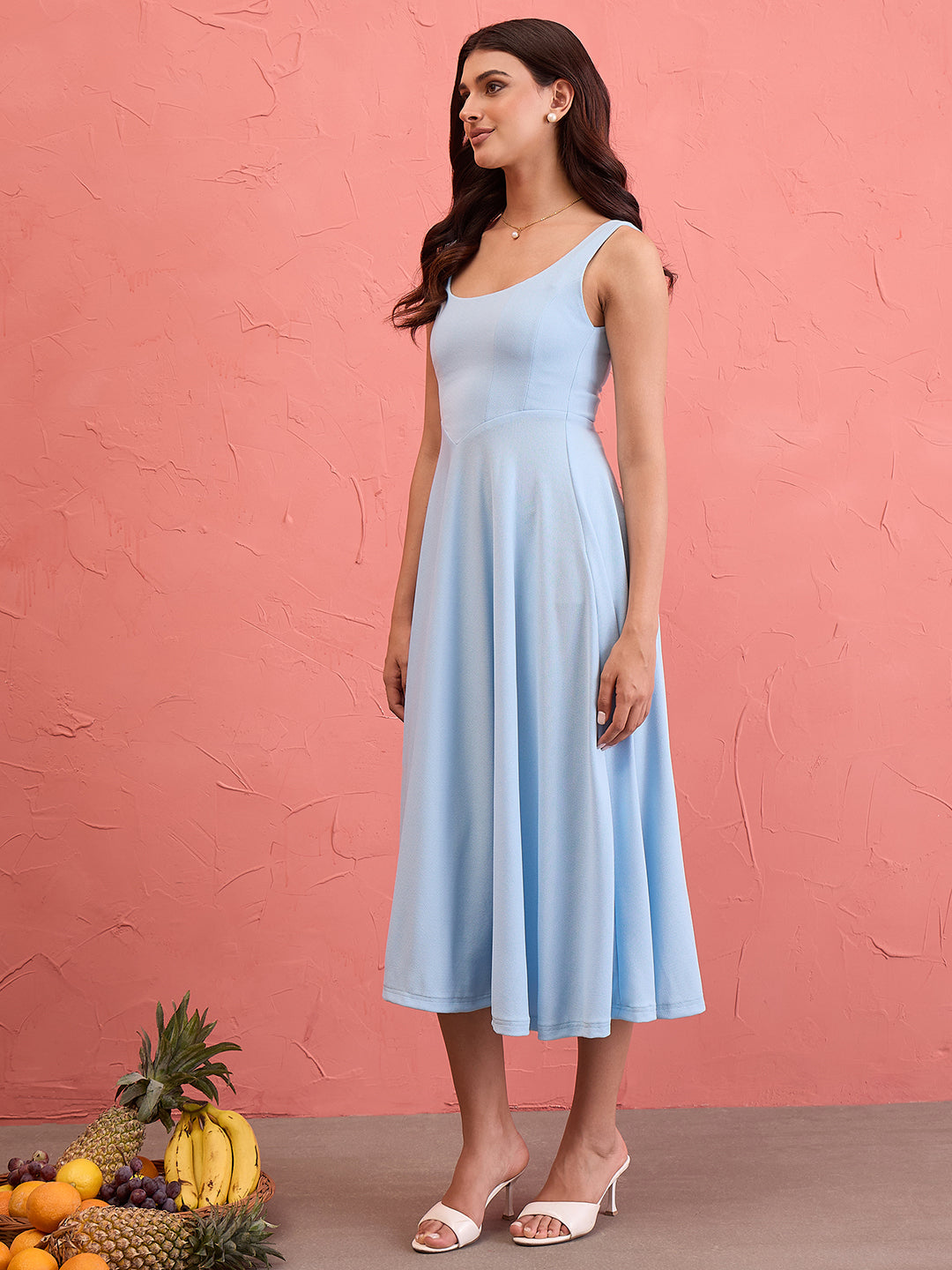 Stretchable Corset Fit & Flare Midi Dress