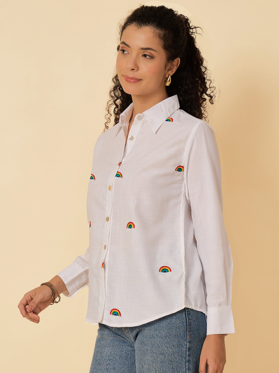 All Over Embroidered Linen Shirt - Uptownie