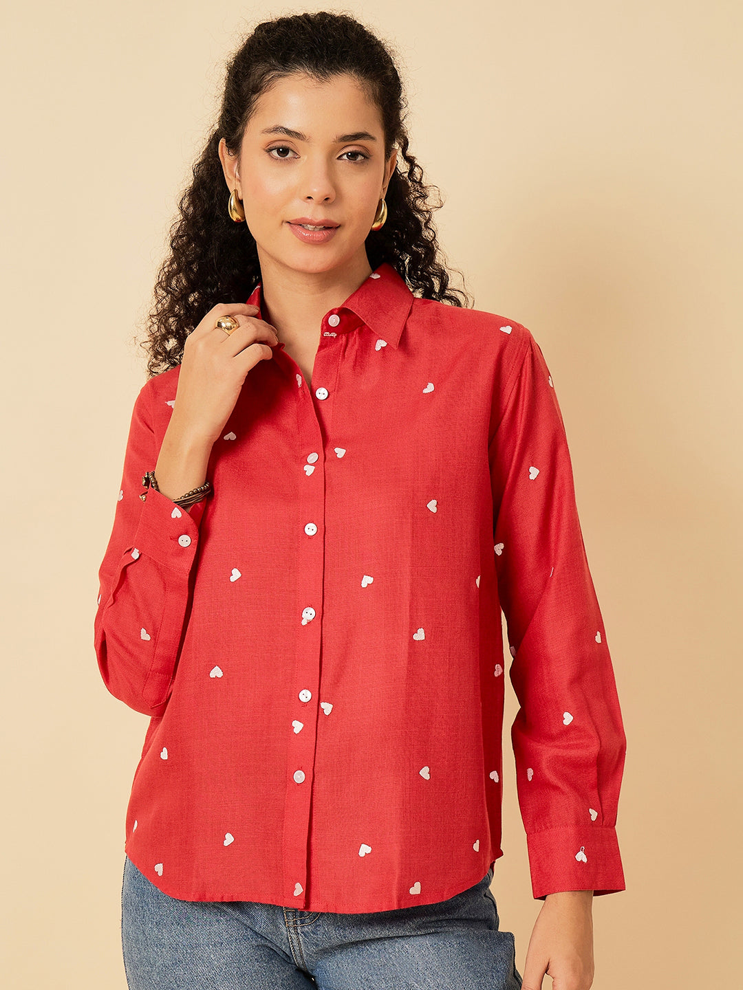 All Over Embroidered Linen Shirt - Uptownie