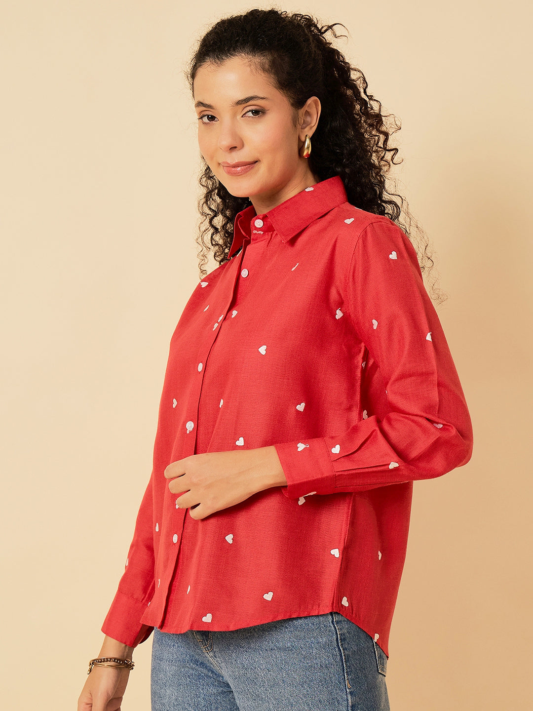 All Over Embroidered Linen Shirt - Uptownie