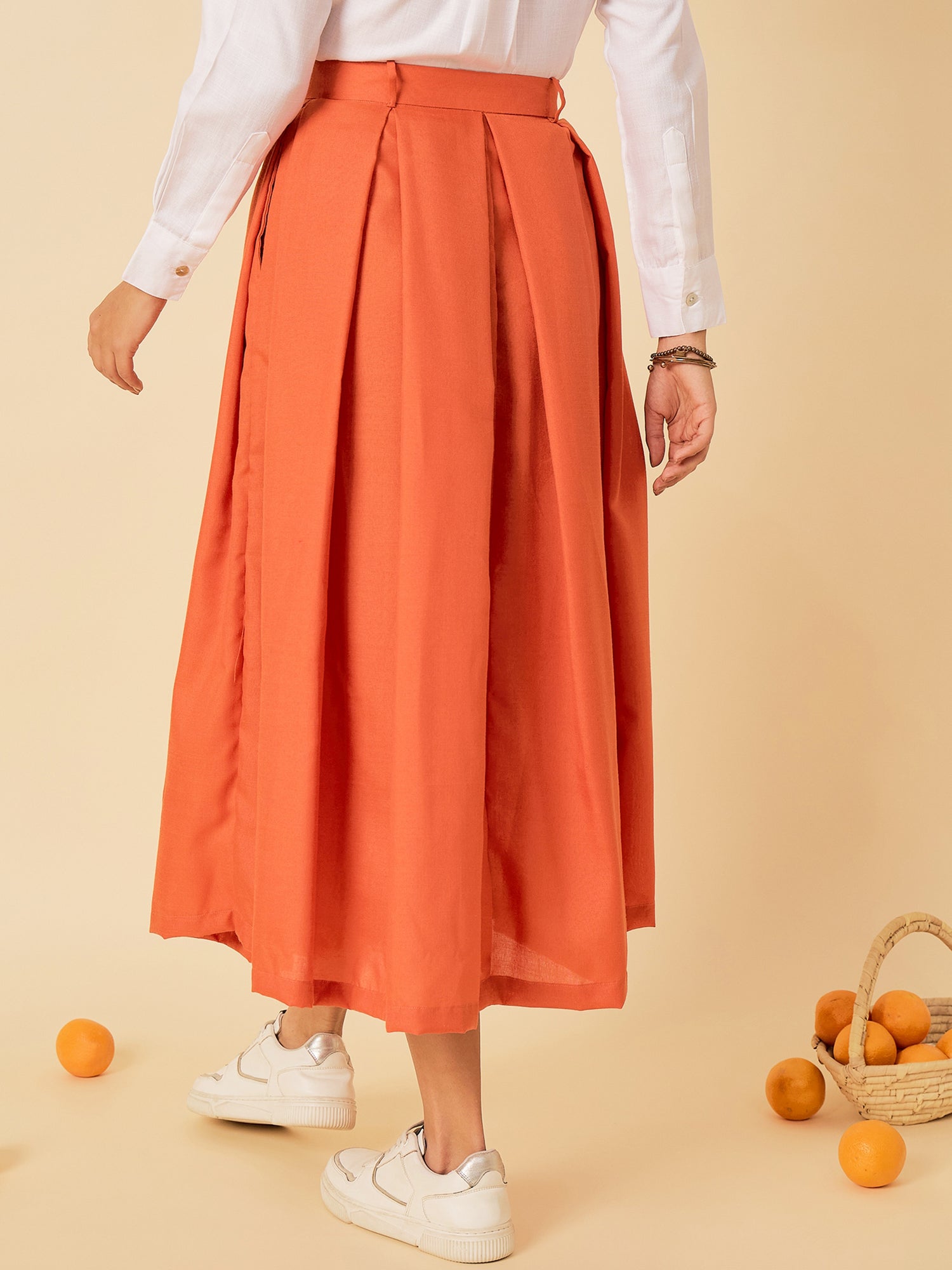 Box Pleated Midi Skirt
