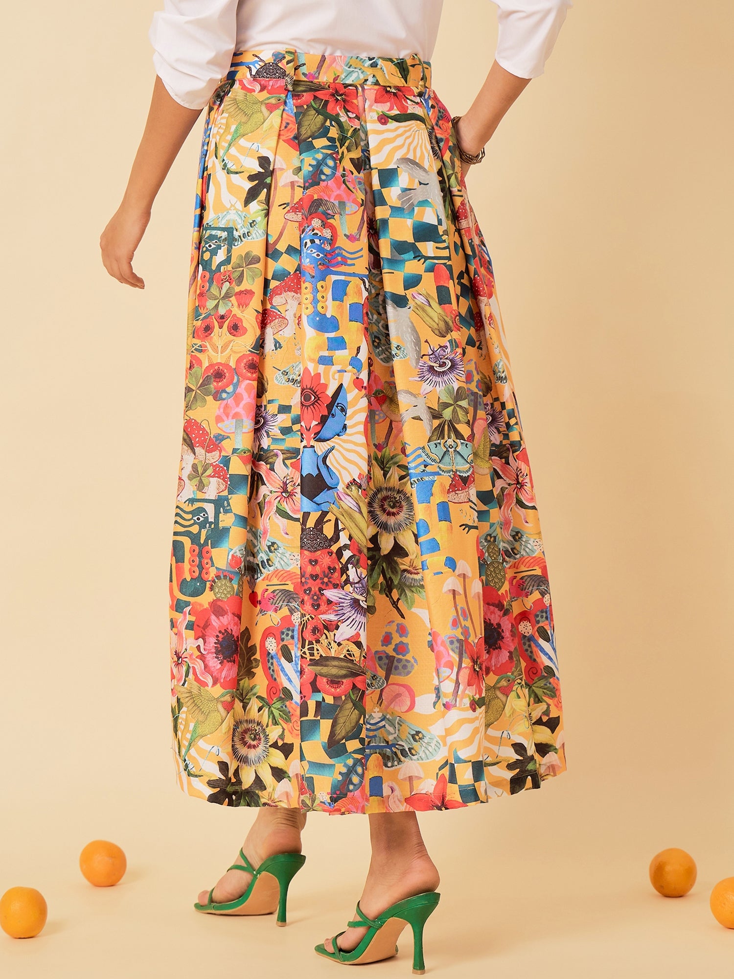 Box Pleated Midi Skirt