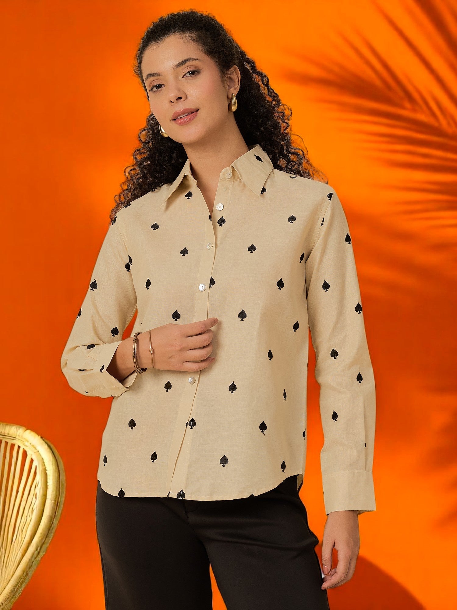 All Over Embroidered Linen Shirt - Uptownie
