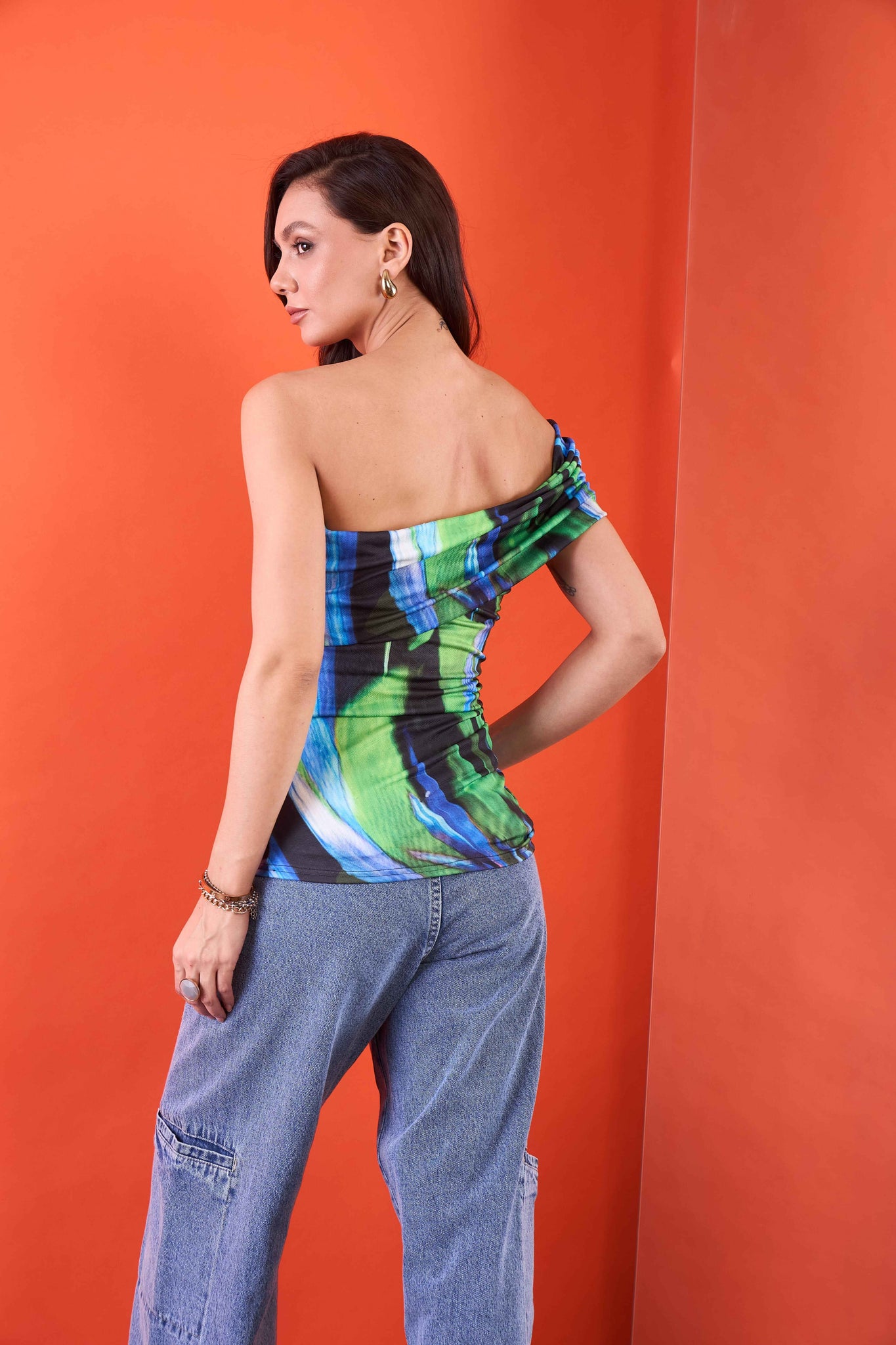 Stretchable One Shoulder Ruched Top - Uptownie