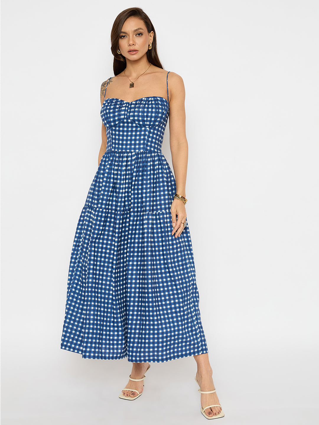 Corset Style Cotton Poplin Midi Dress - Uptownie