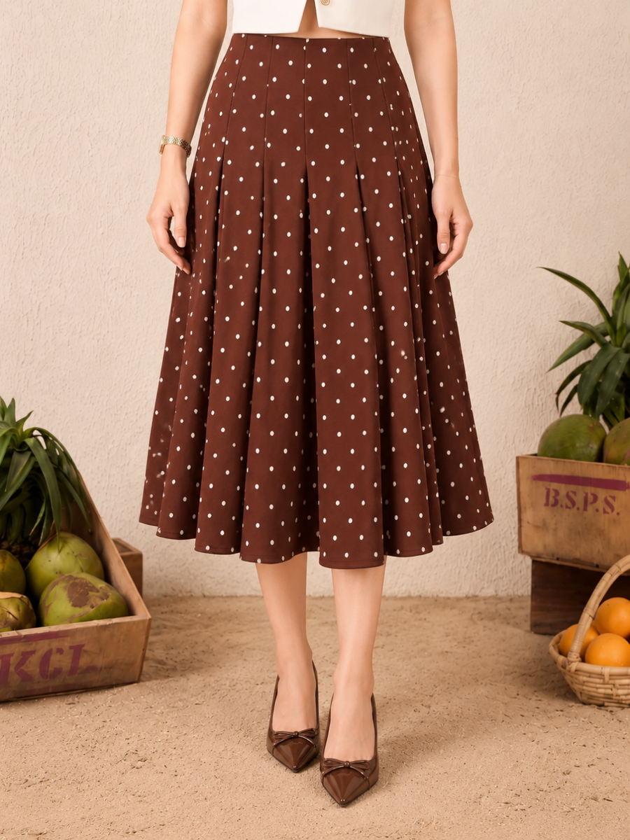 Stretchable Pleated Midi Skirt