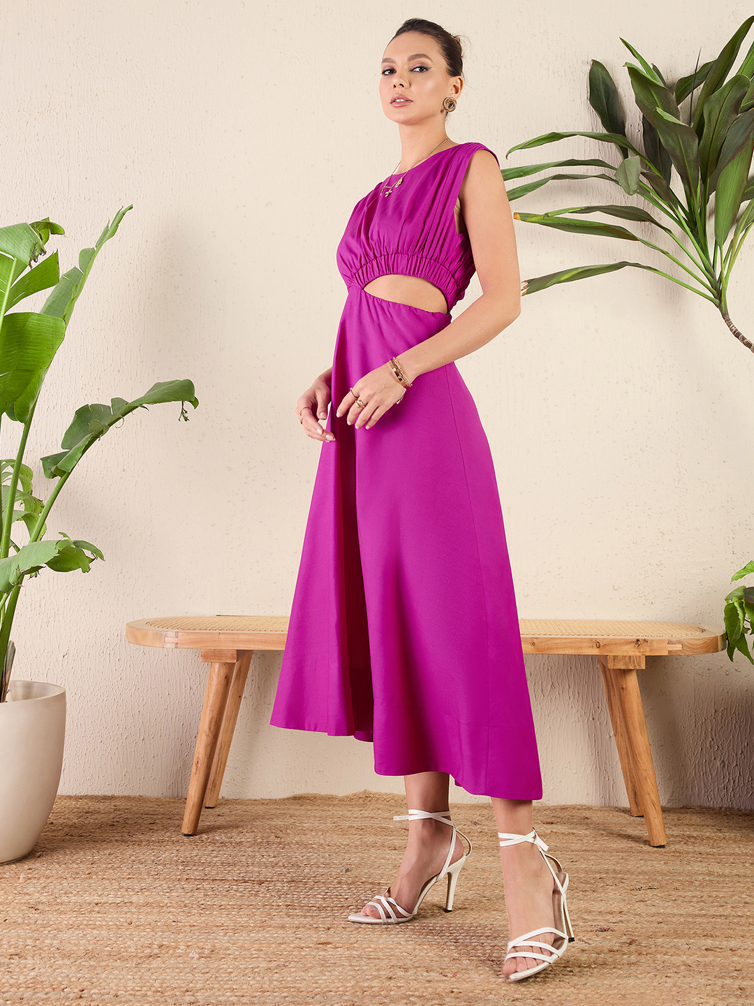 Cotton Poplin Side Cut-Out Sleeveless Midi Dress Cotton Poplin Side Cut-Out Sleeveless Midi Dress