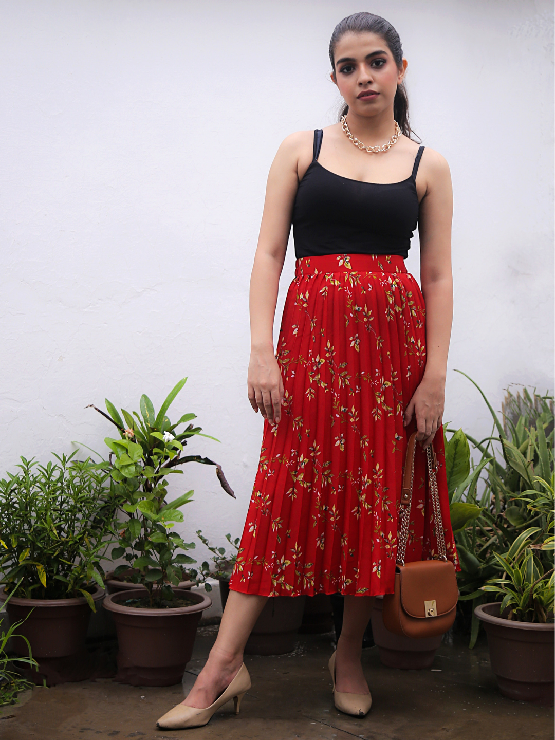 Pleated Midi Skirt - Uptownie