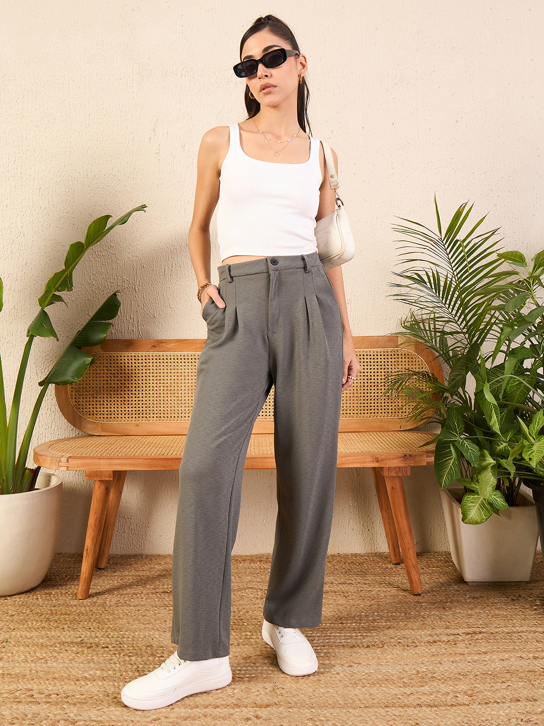 Relaxed Korean Front Pleated Pants - Uptownie