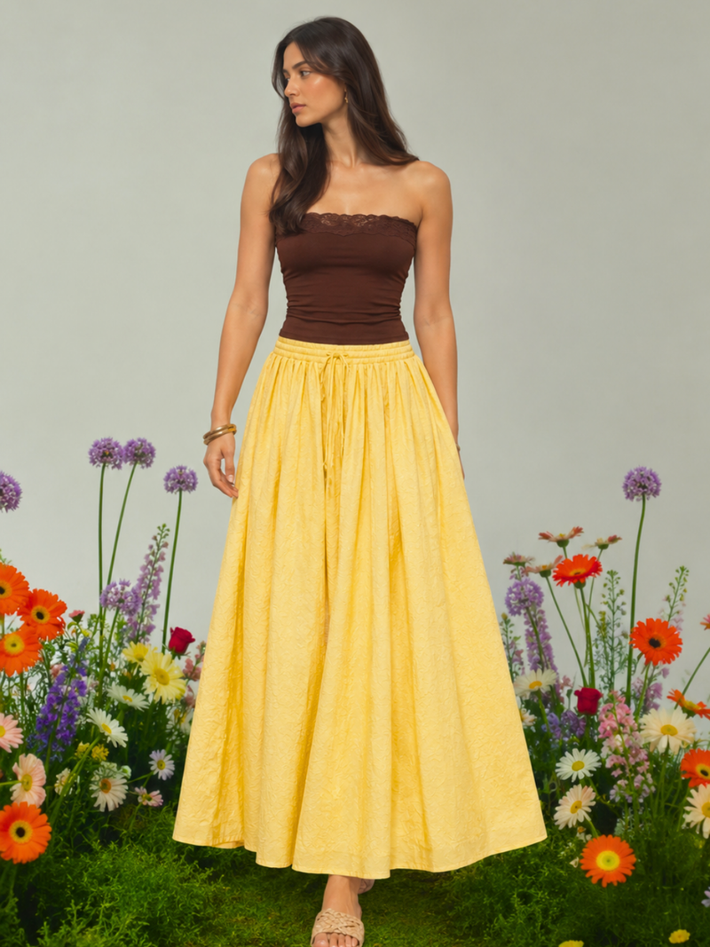 Linen Flared Maxi Skirt (with Lining)