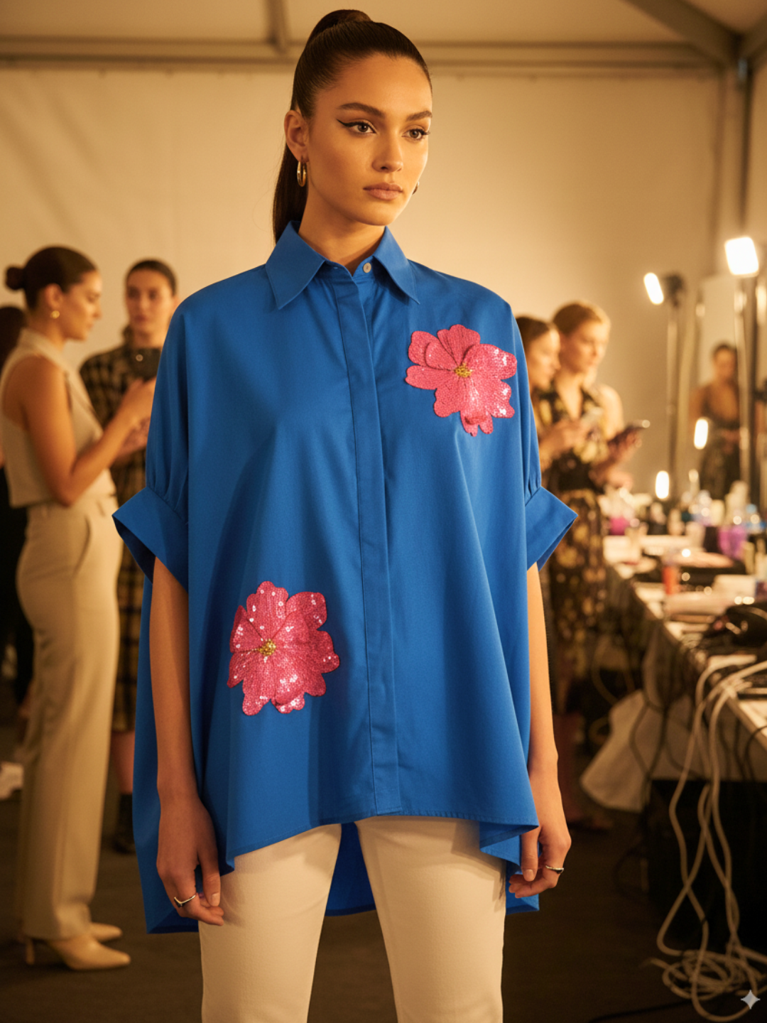 Antifit Embellished Cotton Shirt - Uptownie