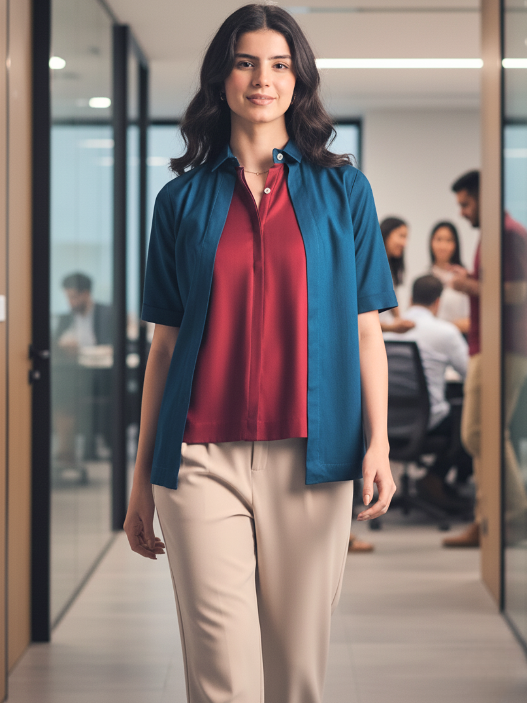 Double Layered Colorblocked Cotton Shirt - Uptownie