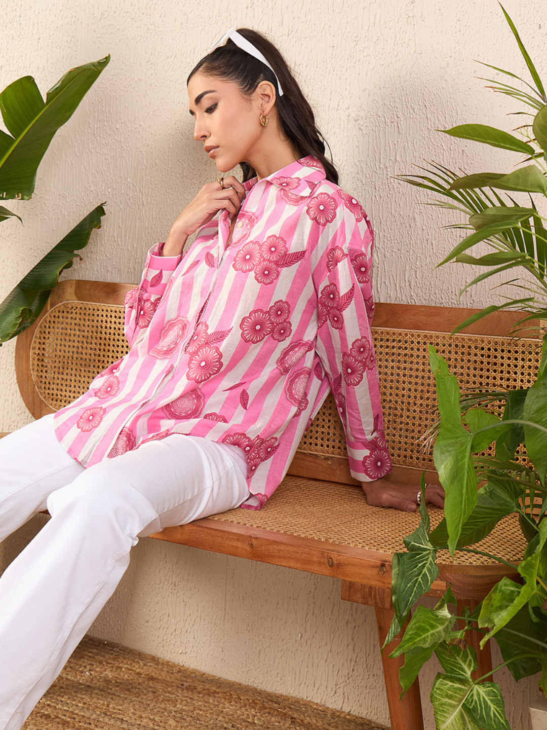 Printed Asymmetrical Cotton Shirt - Uptownie