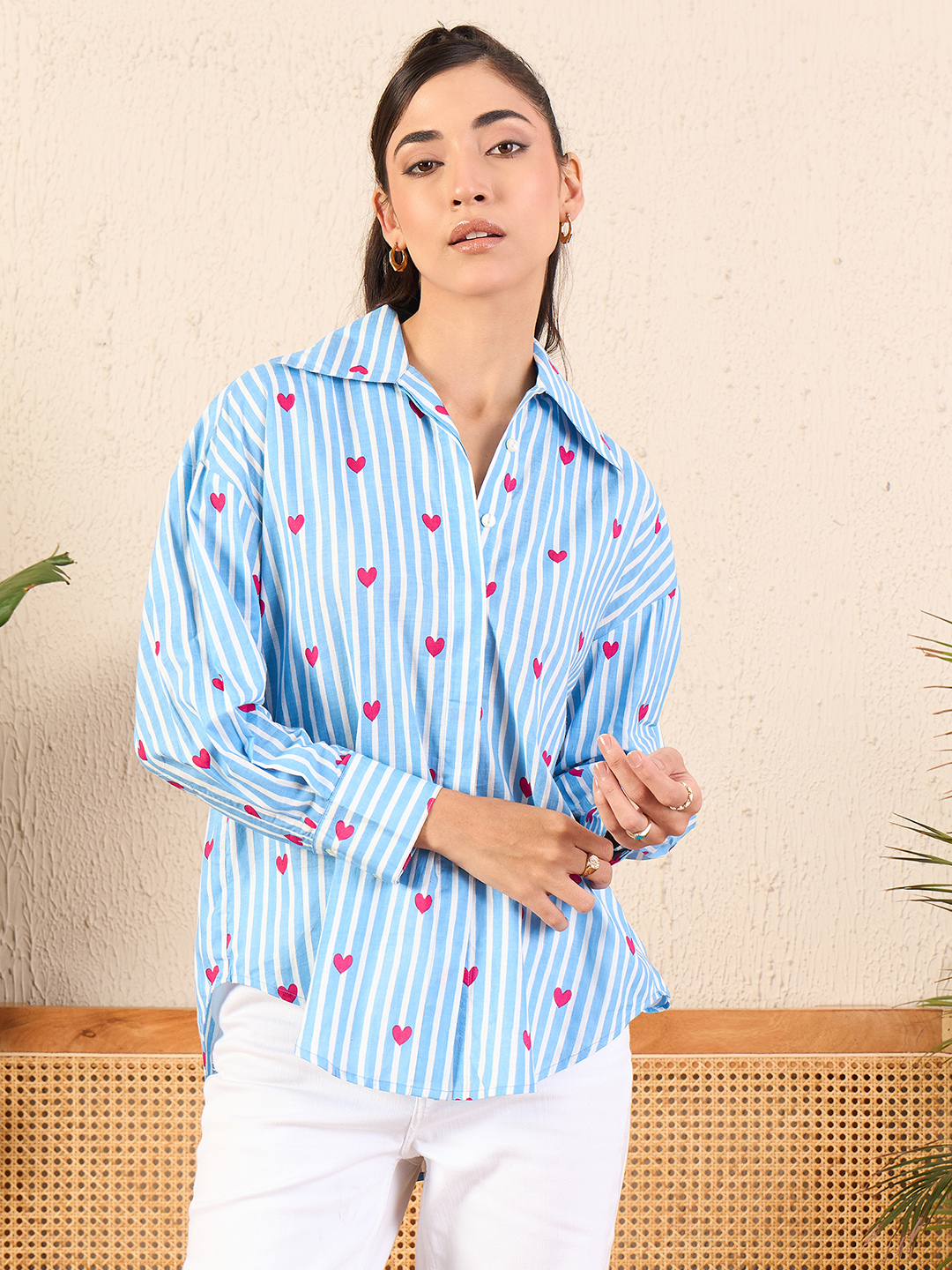 Printed Asymmetrical Cotton Shirt - Uptownie