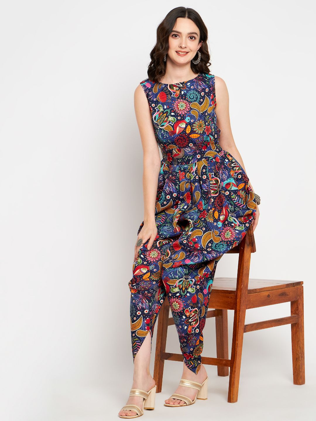 Elasticated Ethnic Dhoti Jumpsuit - Uptownie