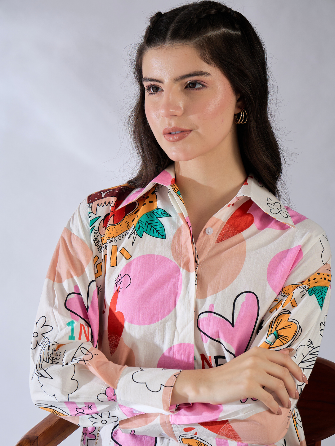 Printed Asymmetrical Cotton Shirt - Uptownie