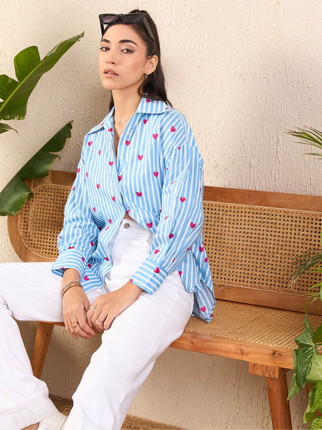 Printed Asymmetrical Cotton Shirt - Uptownie