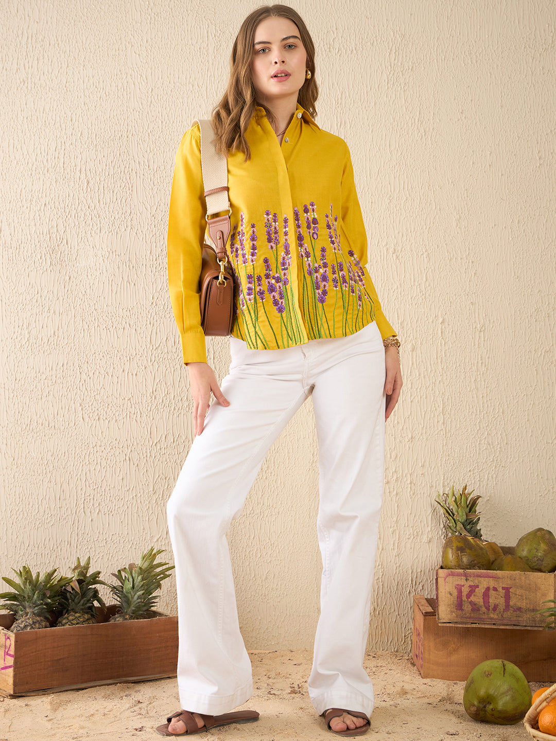 Floral Embroidered Cotton Shirt - Uptownie