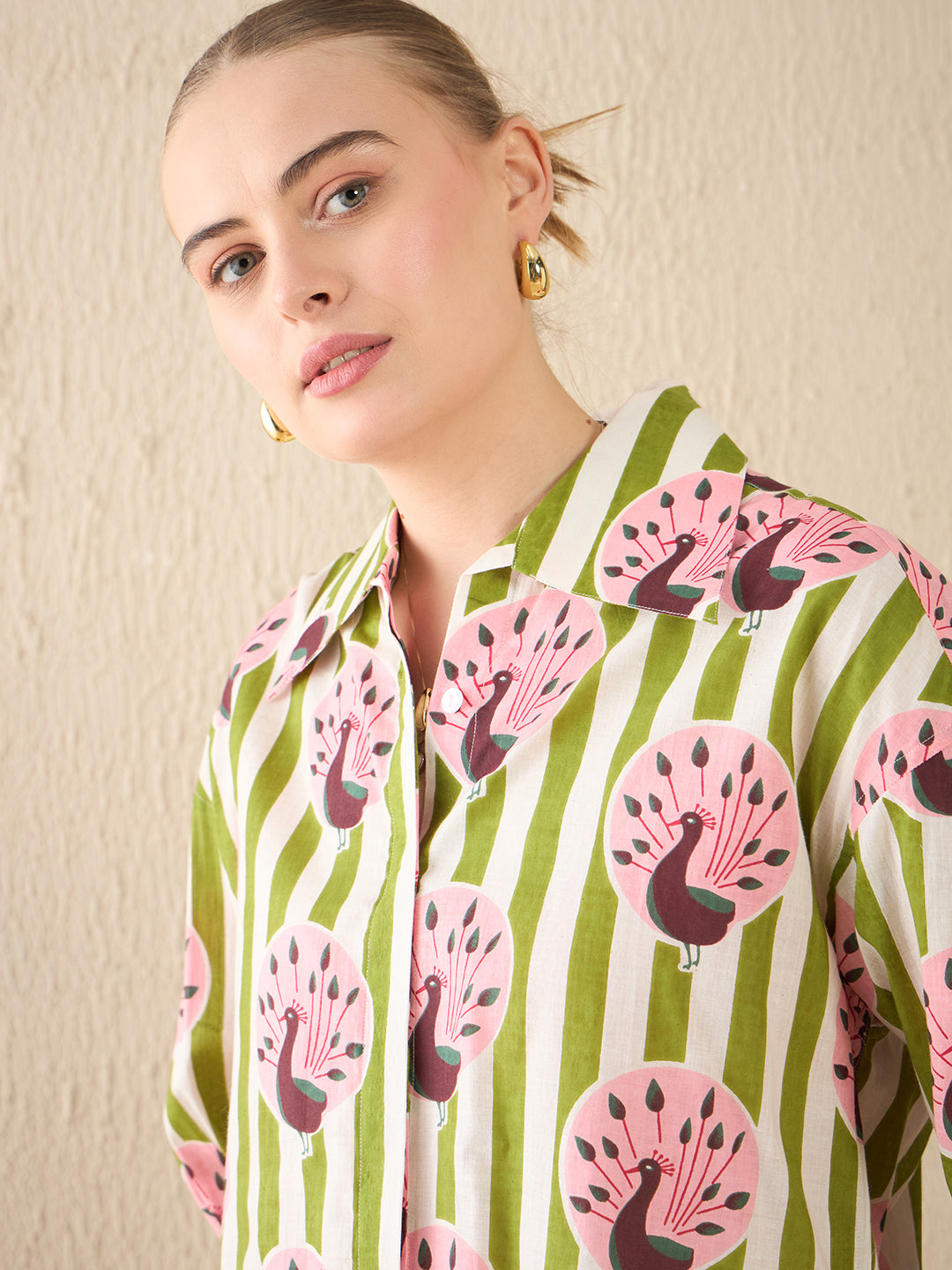 Printed Asymmetrical Cotton Shirt - Uptownie