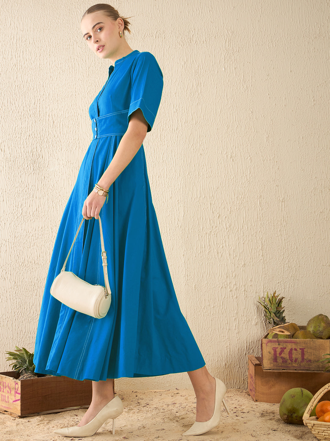 Corset Panelled Midi Dress - Uptownie