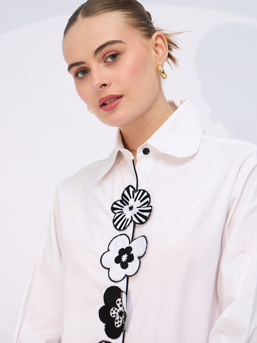 Embroidered Applique Cotton Shirt - Uptownie