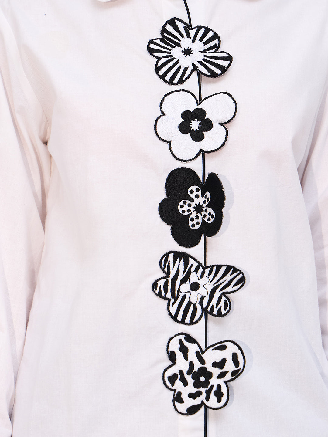 Embroidered Applique Cotton Shirt - Uptownie