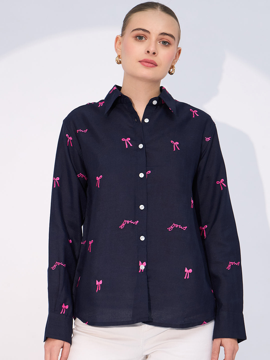 All Over Embroidered Cotton Shirt - Uptownie