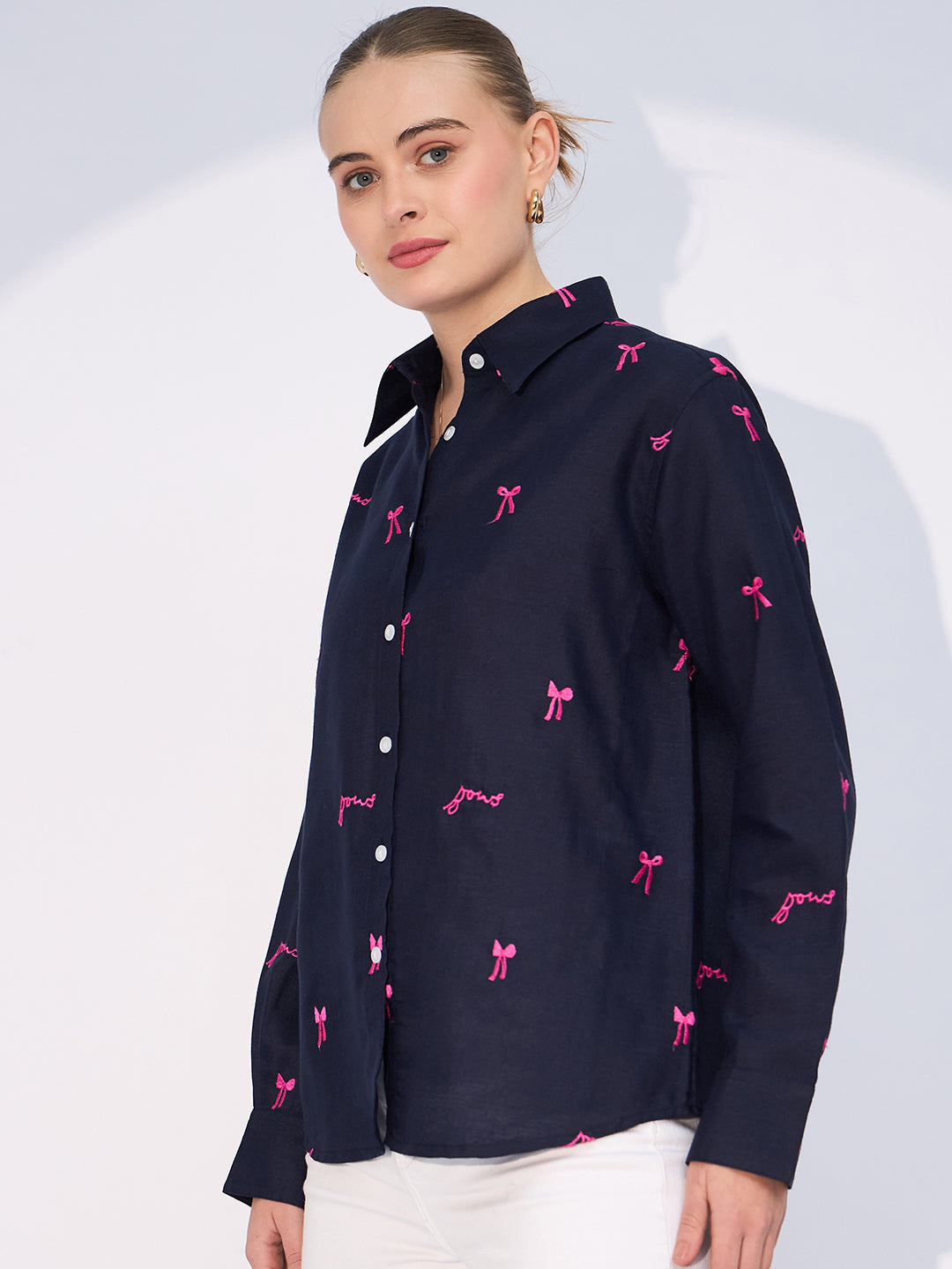 All Over Embroidered Cotton Shirt - Uptownie