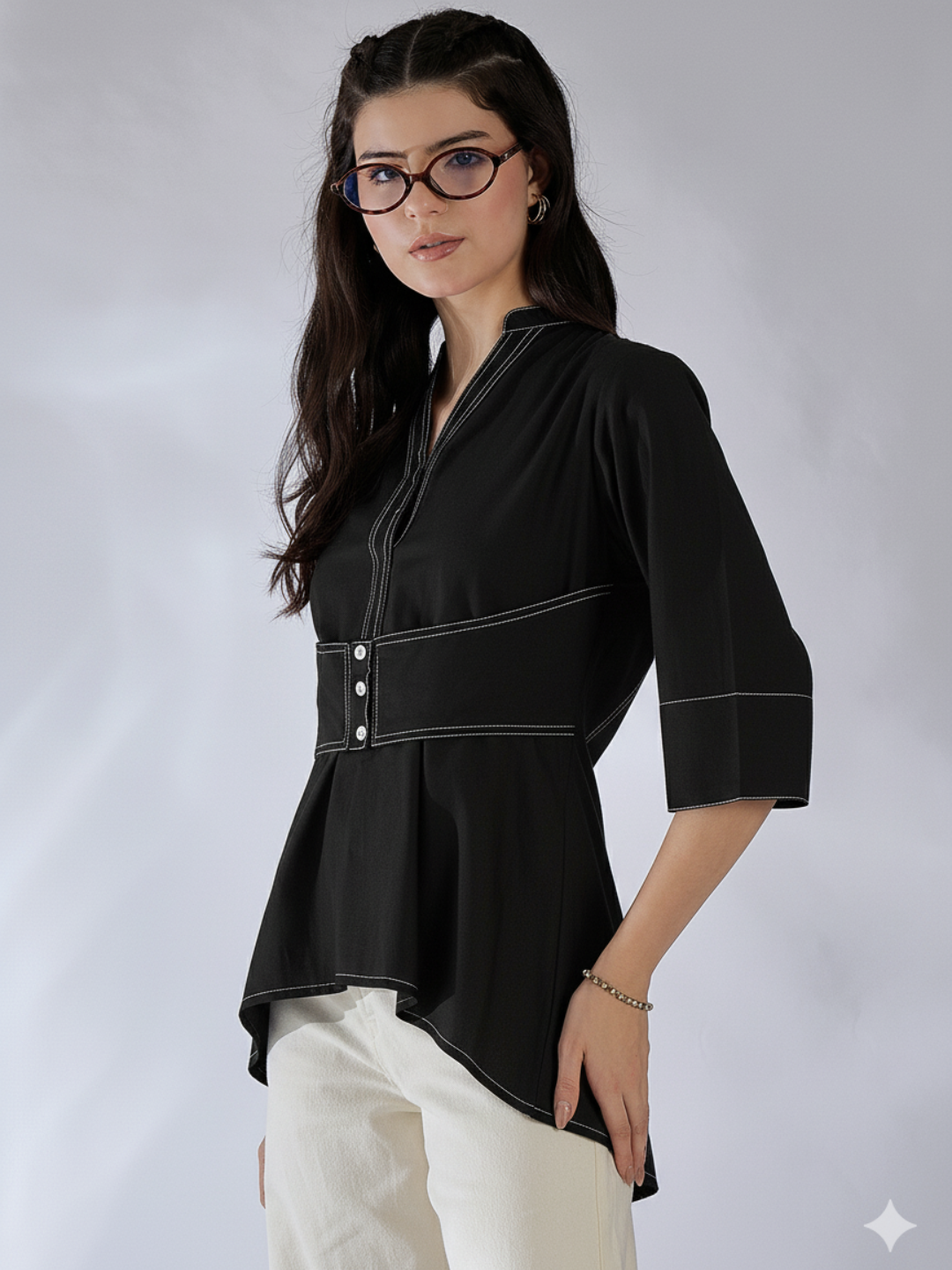 Corset Panelled Cotton Shirt