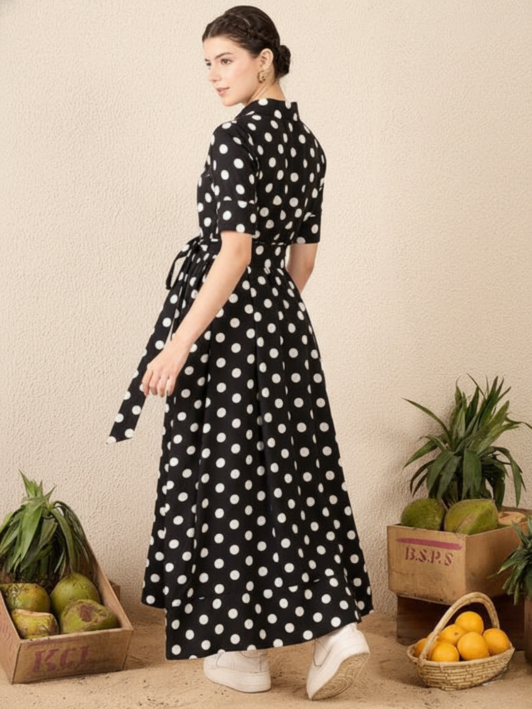 Cotton Buttoned Down Shirt Dress With Belt