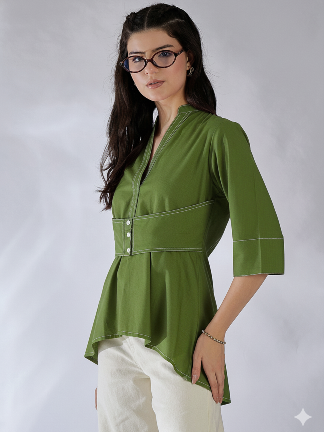 Corset Panelled Cotton Shirt