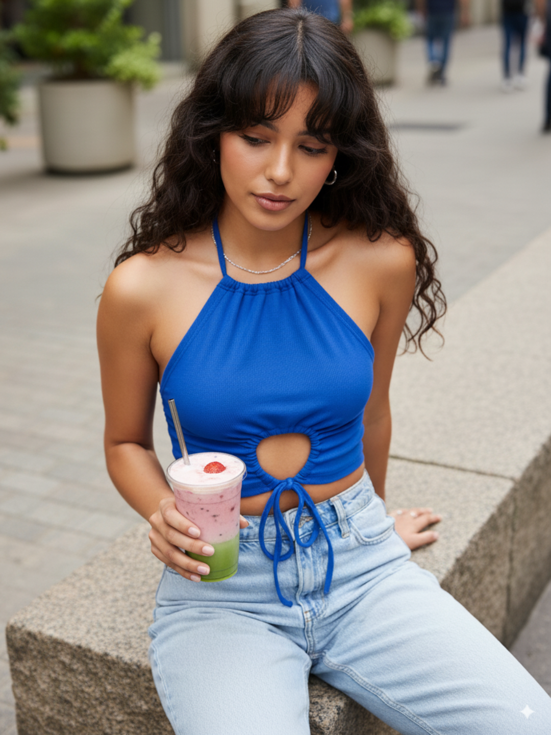 Halter Strappy Cutout Ribbed Top - Uptownie